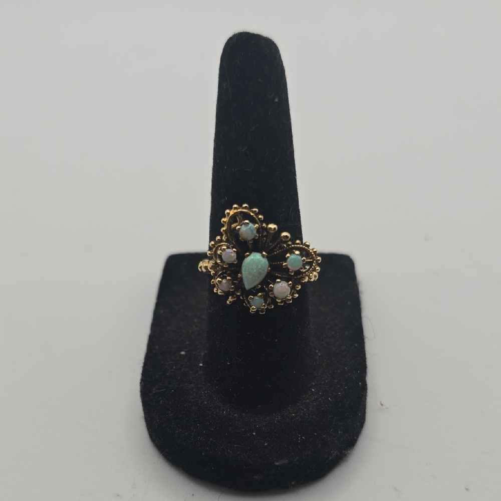 14k Gold and Opal Women's Vintage  Butterfly Ring